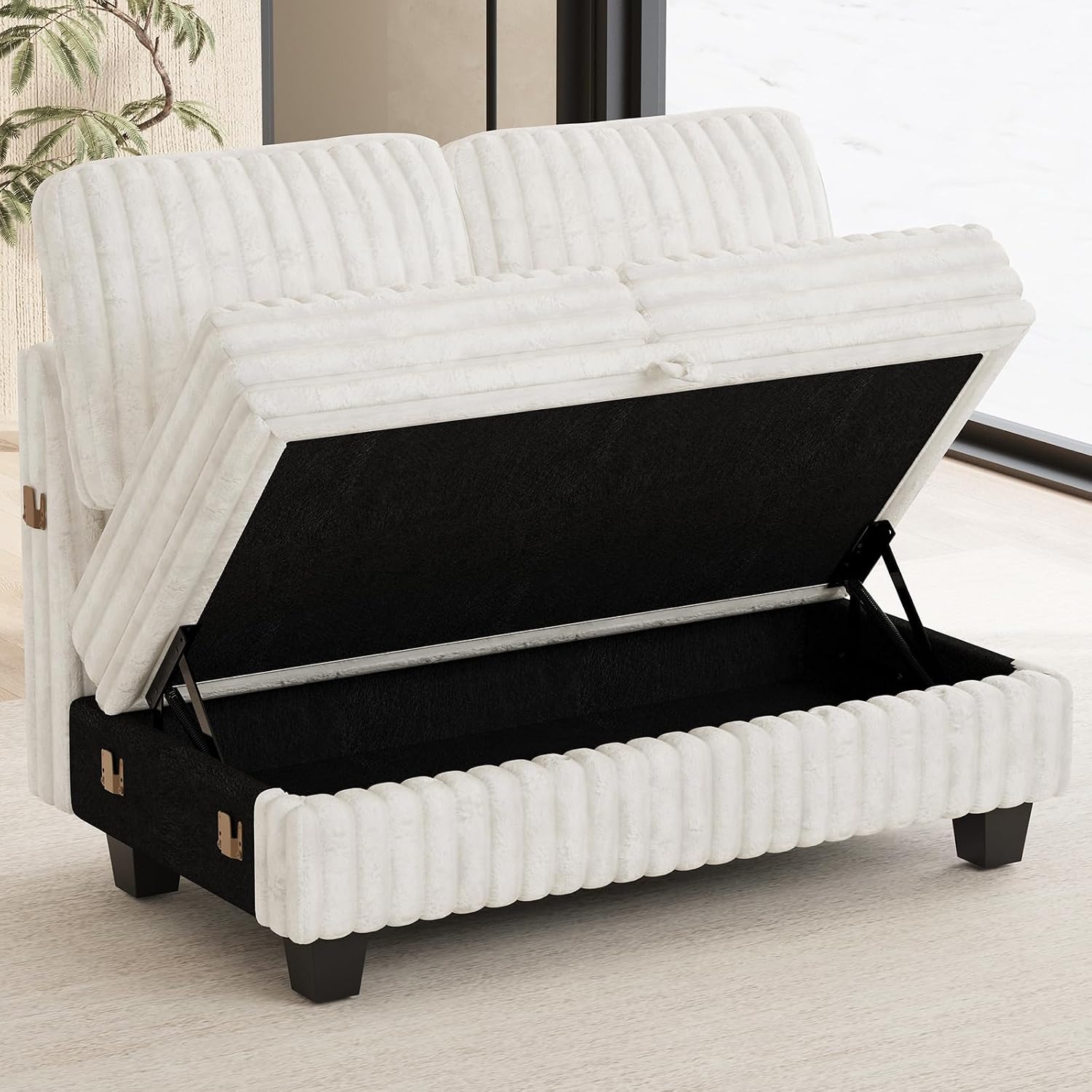 Belffin Corduroy Fabric Loveseat Module for Modular Sectional Couch for Living Room 2 Seater Modular with Storage Beige Couch