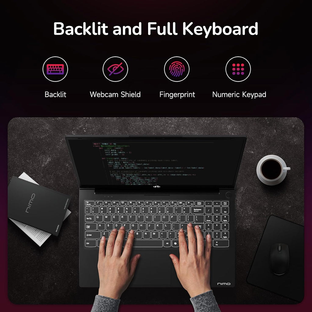 NIMO 15.6' IPS FHD-Gaming-Laptop, AMD Ryzen 5 6600H 6 Cores 16GB DDR5 RAM 1TB SSD (Beat i7-1165G7, Up to 4.5GHz) Radeon 660M GPU-Computer with Backlit Keyboard 100W Type-C Fingerprint Win 11