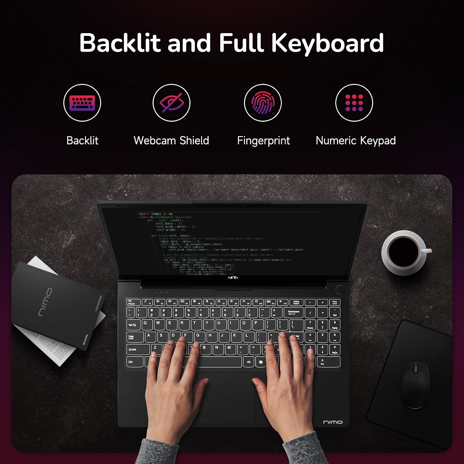NIMO 15.6' IPS FHD-Gaming-Laptop, AMD Ryzen 5 6600H 6 Cores 16GB DDR5 RAM 1TB SSD (Beat i7-1165G7, Up to 4.5GHz) Radeon 660M GPU-Computer with Backlit Keyboard 100W Type-C Fingerprint Win 11