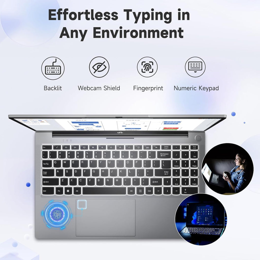NIMO 15.6' FHD IPS Student-Laptop-Computer - Intel Core i3-1215U(Beat i5-1135G7, 6 Cores Up to 4.4GHz), 16GB RAM 1TB SSD, 65W Type-C Charger, 2 Years Warranty, Fingerprint, Backlit Keyboard, Wi-Fi 6