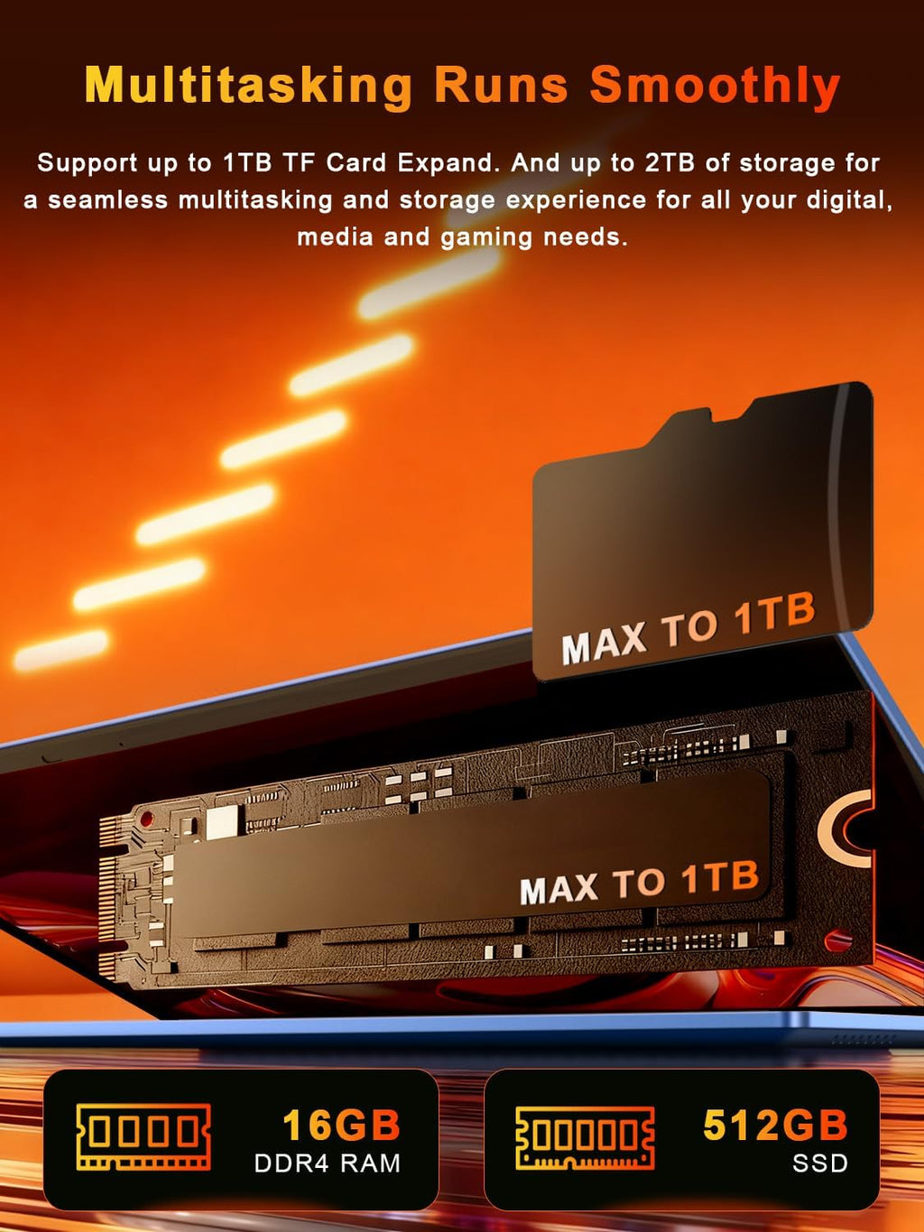 XNQ Laptop Computer, Gaming Laptop 2026, Core i5 Turbo 3.80GHz, 17 Inch Lap Top PC, 10000mAh Battery, 16GB RAM 1TB TF Expand, 512GB SSD, FHD LED Screen, Colorful Backlit, Privacy Care, WiFi6, Win 11