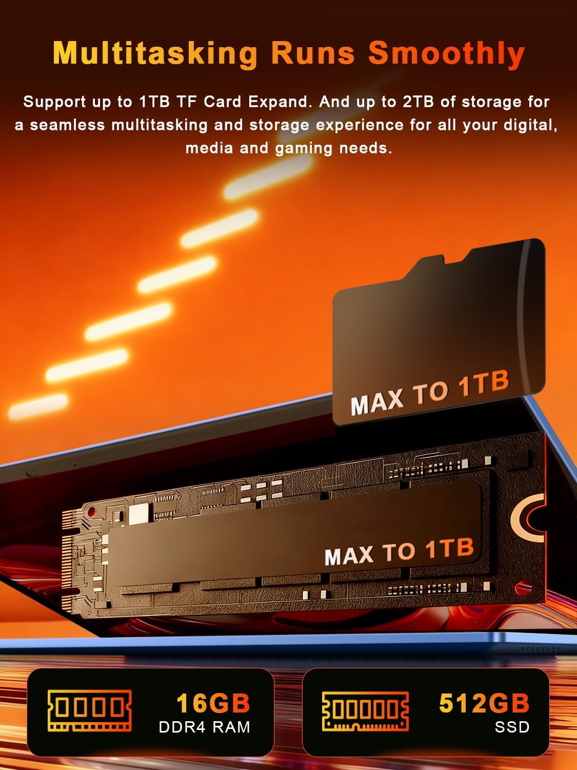 XNQ Laptop Computer, Gaming Laptop 2026, Core i5 Turbo 3.80GHz, 17 Inch Lap Top PC, 10000mAh Battery, 16GB RAM 1TB TF Expand, 512GB SSD, FHD LED Screen, Colorful Backlit, Privacy Care, WiFi6, Win 11