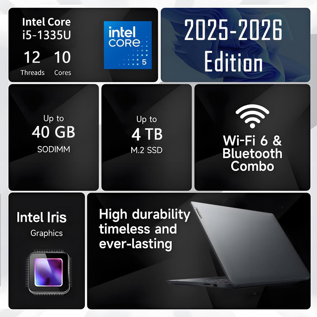Lenovo 2026 Newly Released 15.6' Touchscreen Business Laptop, 10-Core Intel i5-1335U(Outperforms i7-1255U), 16GB RAM, 512GB SSD, Wi-Fi 6, Ultra Slim Design, Long Battery Life, Windows 11 w/o Earbuds