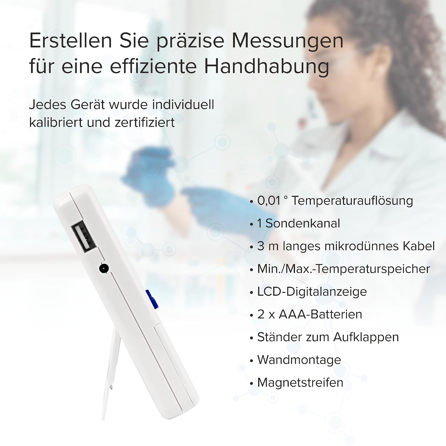 Traceable Data Logging Thermometer: 1 Glass Bottle Probe