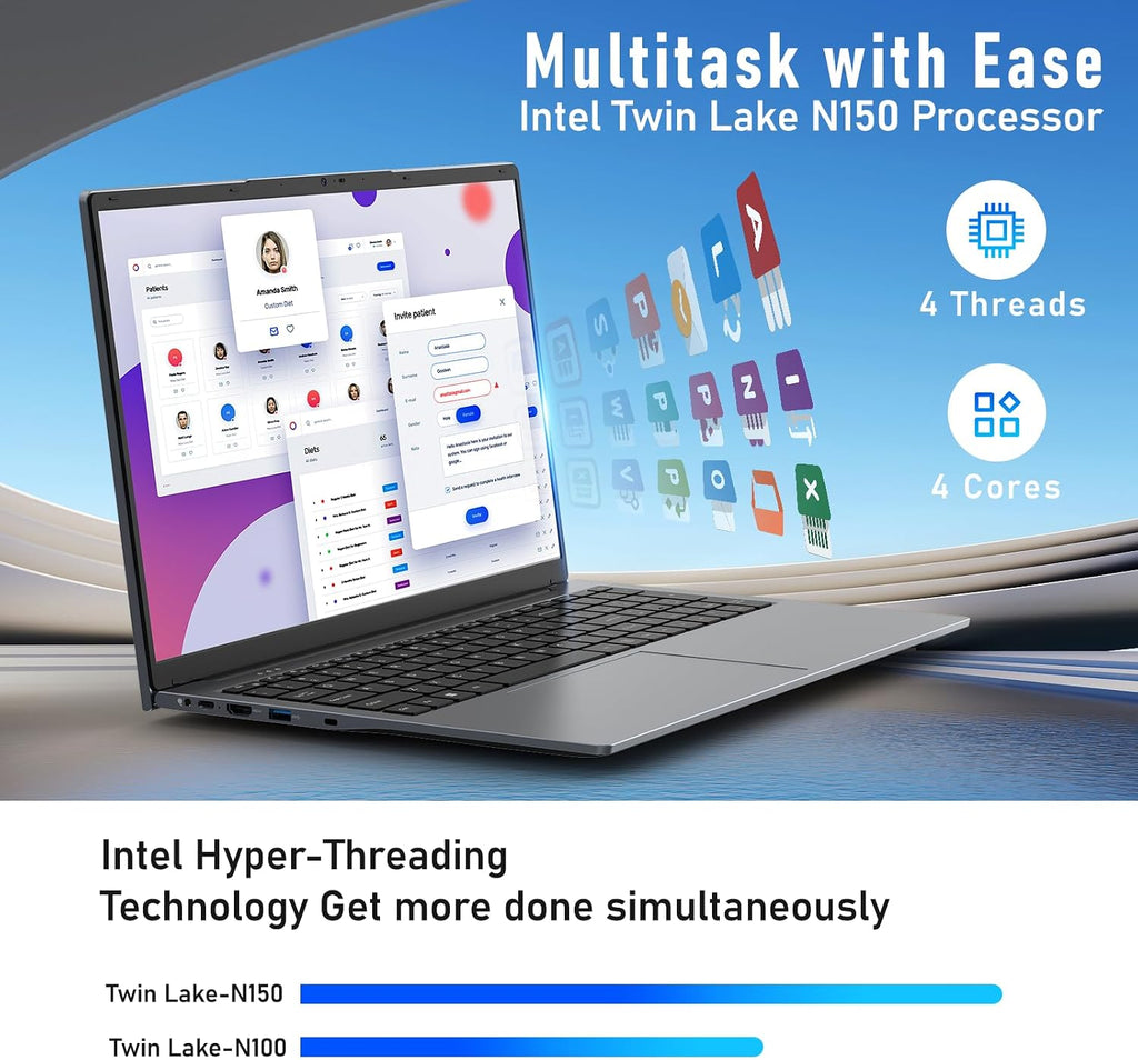 2026 Gaming Laptop,17.3 Inch Office 365 Laptop Computer,16GB RAM 512GB SSD,N150 Processor(4C/4T, Up to 3.6GHz),17.3' FHD 1920 * 1080 Display,WiFi 5,BT4.2, Backlit Keyboard