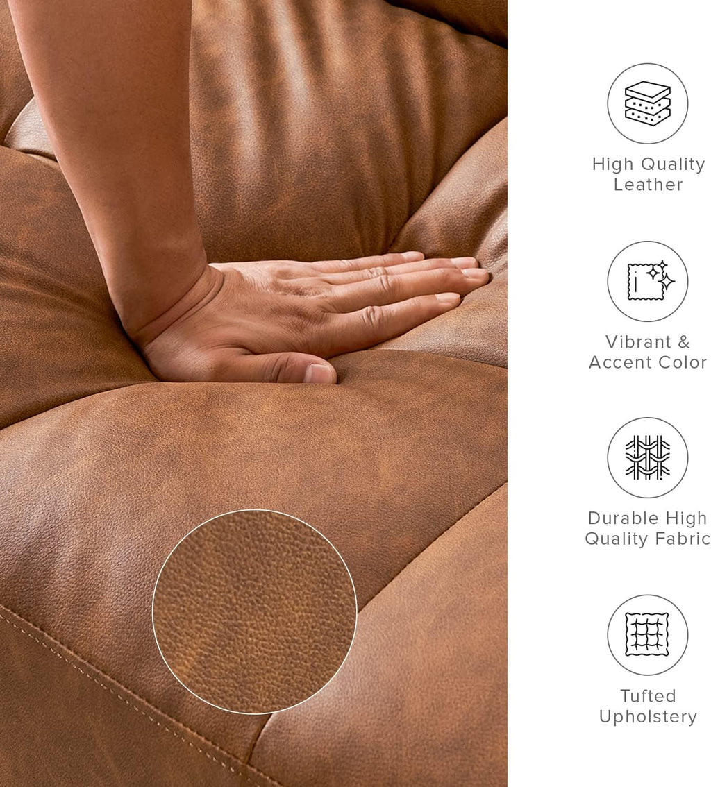 mopio 76.4' Futon Sofa Bed, Couch, Loveseat, Sleeper Sofa, Mid Century Modern Futon Couch, Sofa Cama, Couches for Living Room (Aaron PU, Pecan Brown)