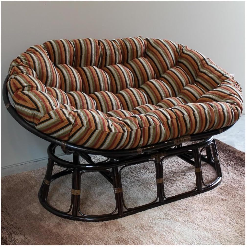 Maykoosh Rattan Double Papasan Chair with Twill Cushion - Bohemian Style Seating Frame Only