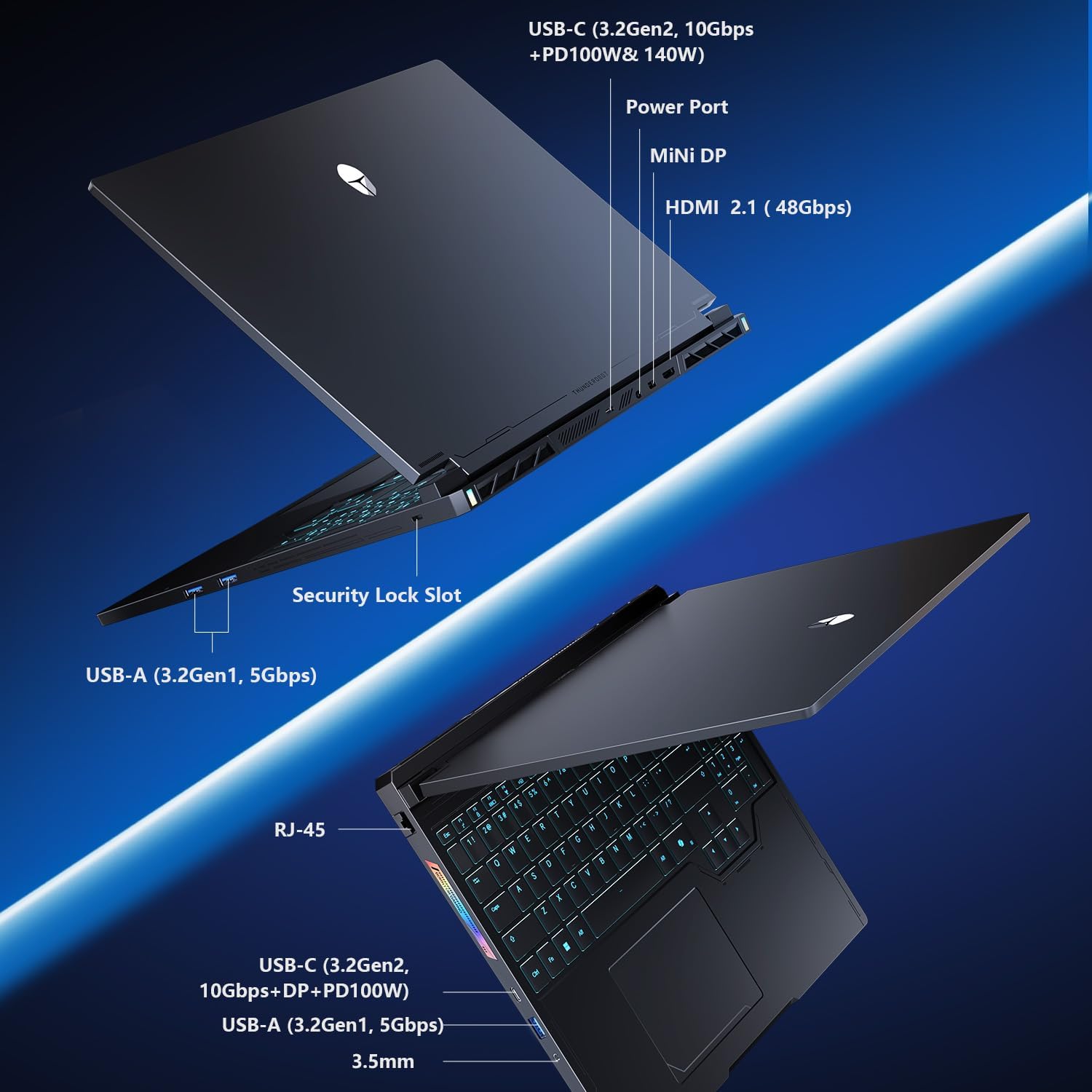 Thunderobot Radiant 16S R9 5060 300Hz Gaming Laptop, 16' QHD+ 2.5K, AMD Ryzen 9 7945HX, GeForce RTX 5060, up to 300Hz Hummingbird Display, 16GB DDR5, 1TB SSD, RGB Backlit KB, Wi-Fi 6, Win 11 Home