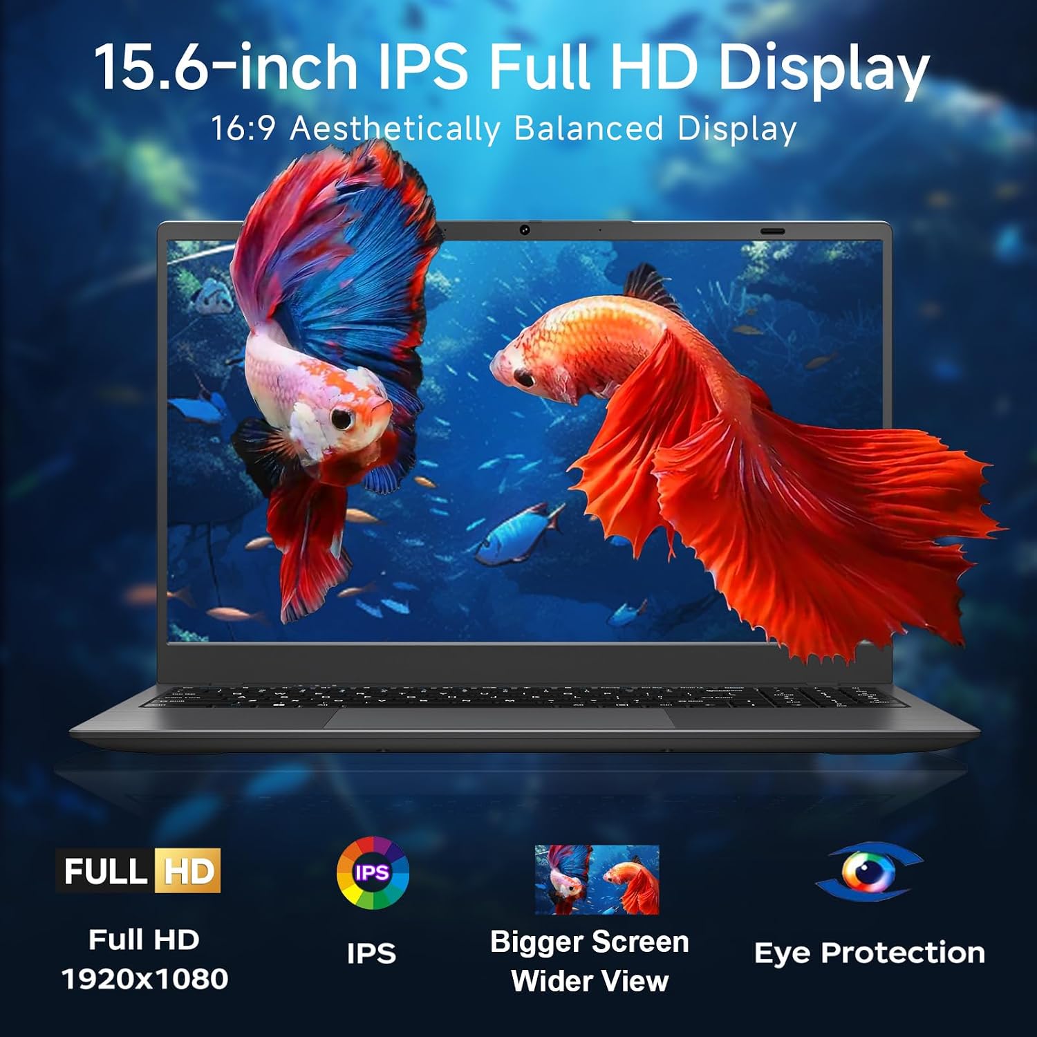 15.6 Inch Laptop 16GB RAM 512GB SSD, Gold Pentium Processor (Up to 3.4GHz), Expandable to 1TB, IPS FHD Display, 38WH, USB3.2, Type-C, HDMI, WiFi 5, Win11 Laptop, Notebook Laptops