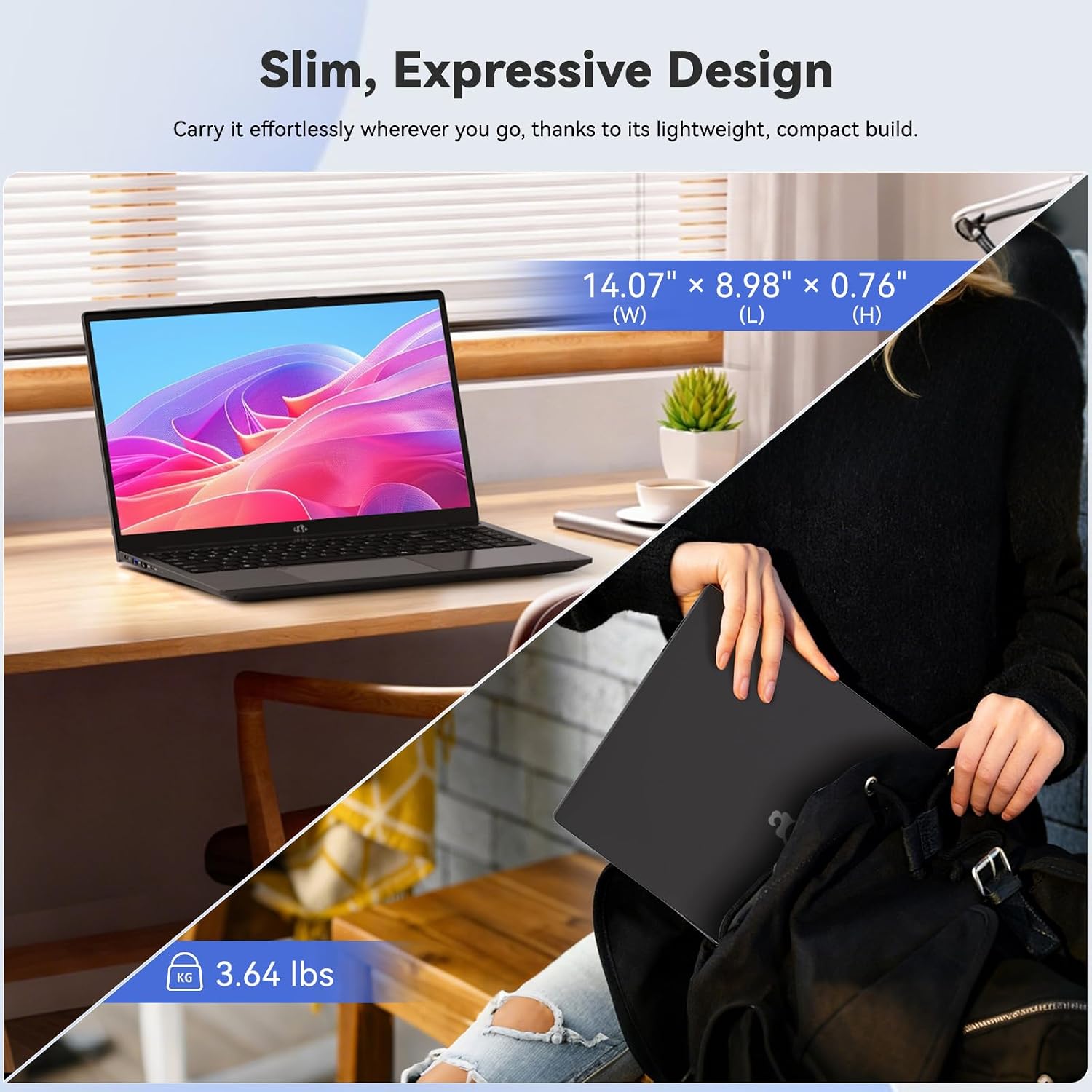 NIMO 15.6' FHD IPS Laptop, Core i3-1215U(beat R3 5300U, R3 7320U), 8GB RAM 256GB SSD, Backlit Keyboard, Fingerprint Reader, WiFi 6, Thin & Lightweight Laptop for Students, Home & Business