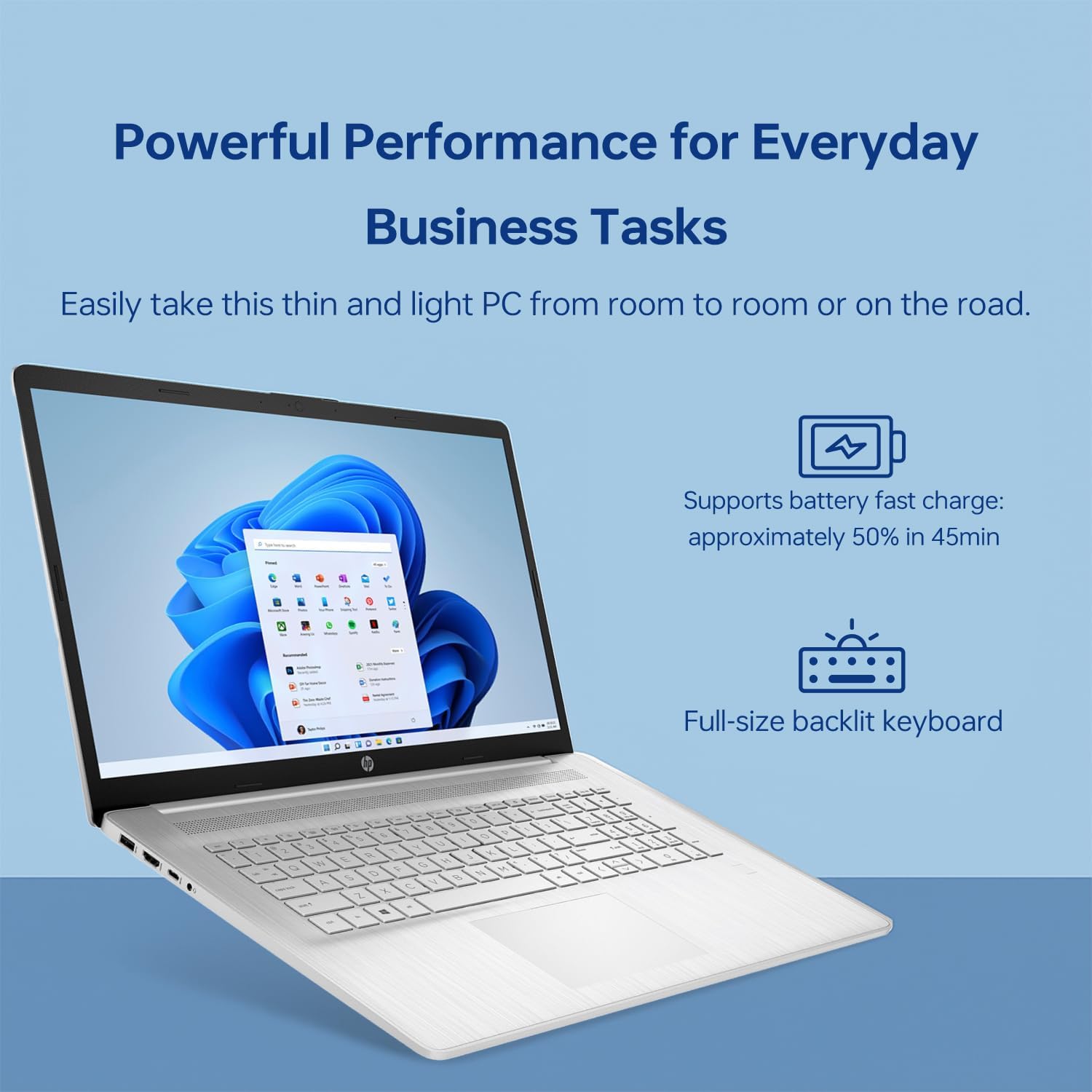 HP 17z Laptop, 17.3'' HD+ Touchscreen, Intel Core i7-1165G7 Processor, 16GB DDR4 RAM, 1TB PCIe NVMe SSD, Wi-Fi 6, Backlit Keyboard, HDMI, Windows 10 Home, Silver