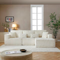 110' Modular Sectional Sofa, Cloud Sectional Couch with Deep Seat, Upholstered Boneless Couches for Living Room, Modern Modular L-Shape Sofa Couch with Chaise (Beige, 110' Right Facing Chaise)