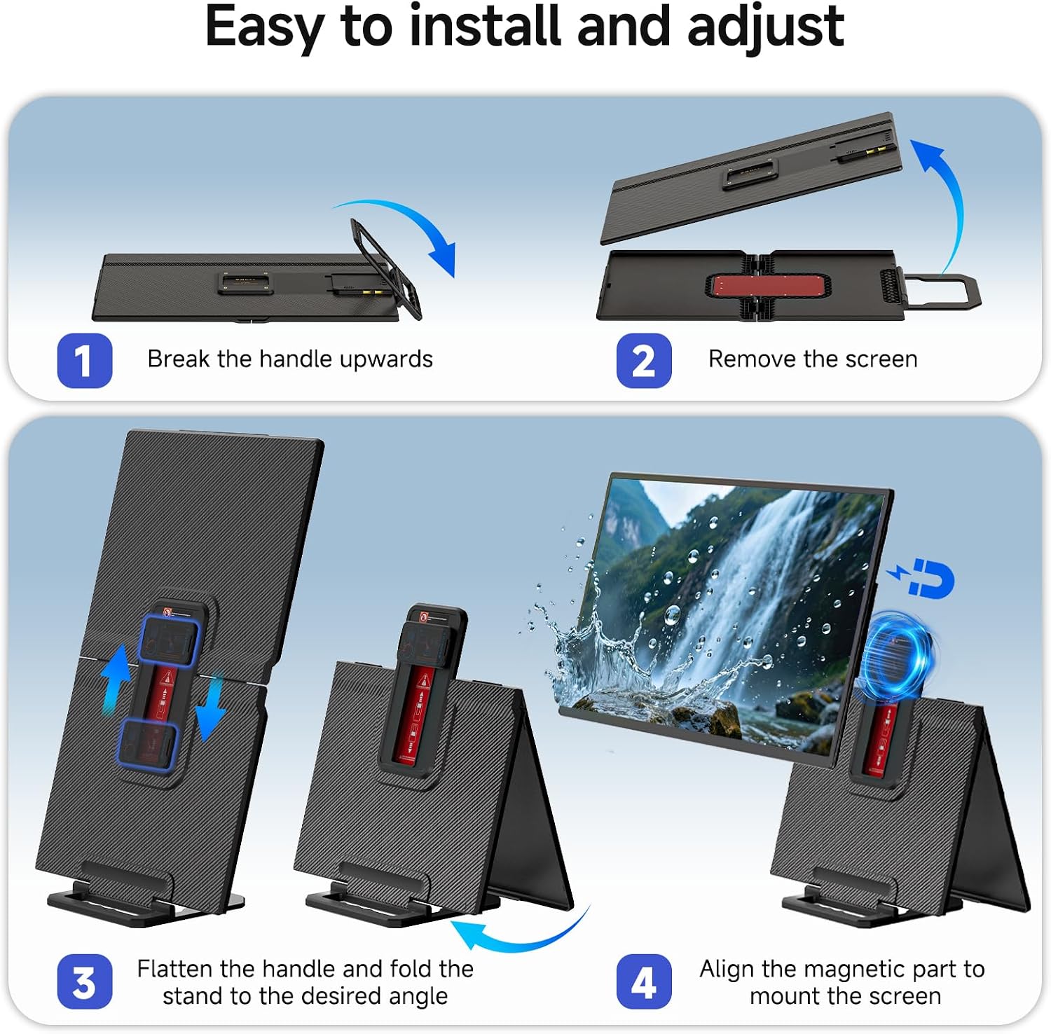 24' Large Portable Monitor, IPS USB-C HDMI Work Home Gaming Second Monitor 4.2' Height & 90° Rotation Adjustable Stand for Laptop, MacBook, Phones, PS4&5, Switch Xbox