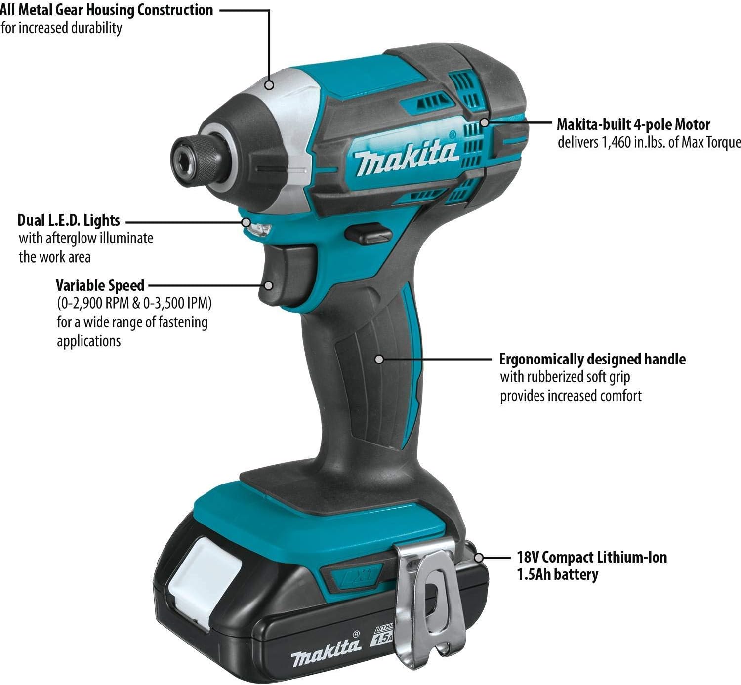 Makita CT225SYX-R 18V LXT Brushed Lithium-Ion 1/2 in. Cordless Drill Driver/1/4 in. Impact Driver Combo Kit with 2 Batteries (1.5 Ah) (Renewed)