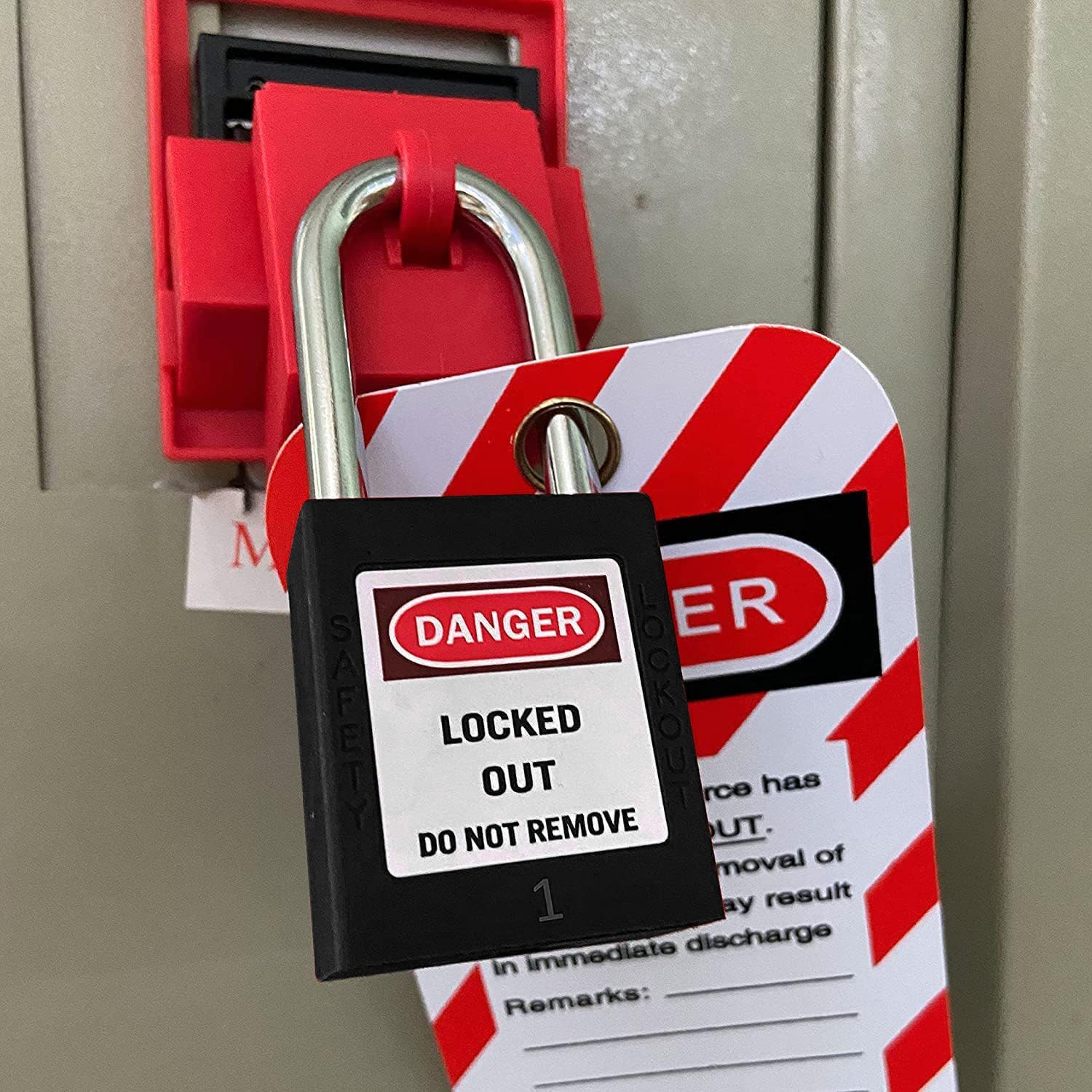 SAFBY 50 Keyed Different Lockout Tagout Locks with 50 Lock Out Tag Out Tags - Loto Safe Padlocks for Lock Out Tag Out Stations and Devices (1-50 Black)
