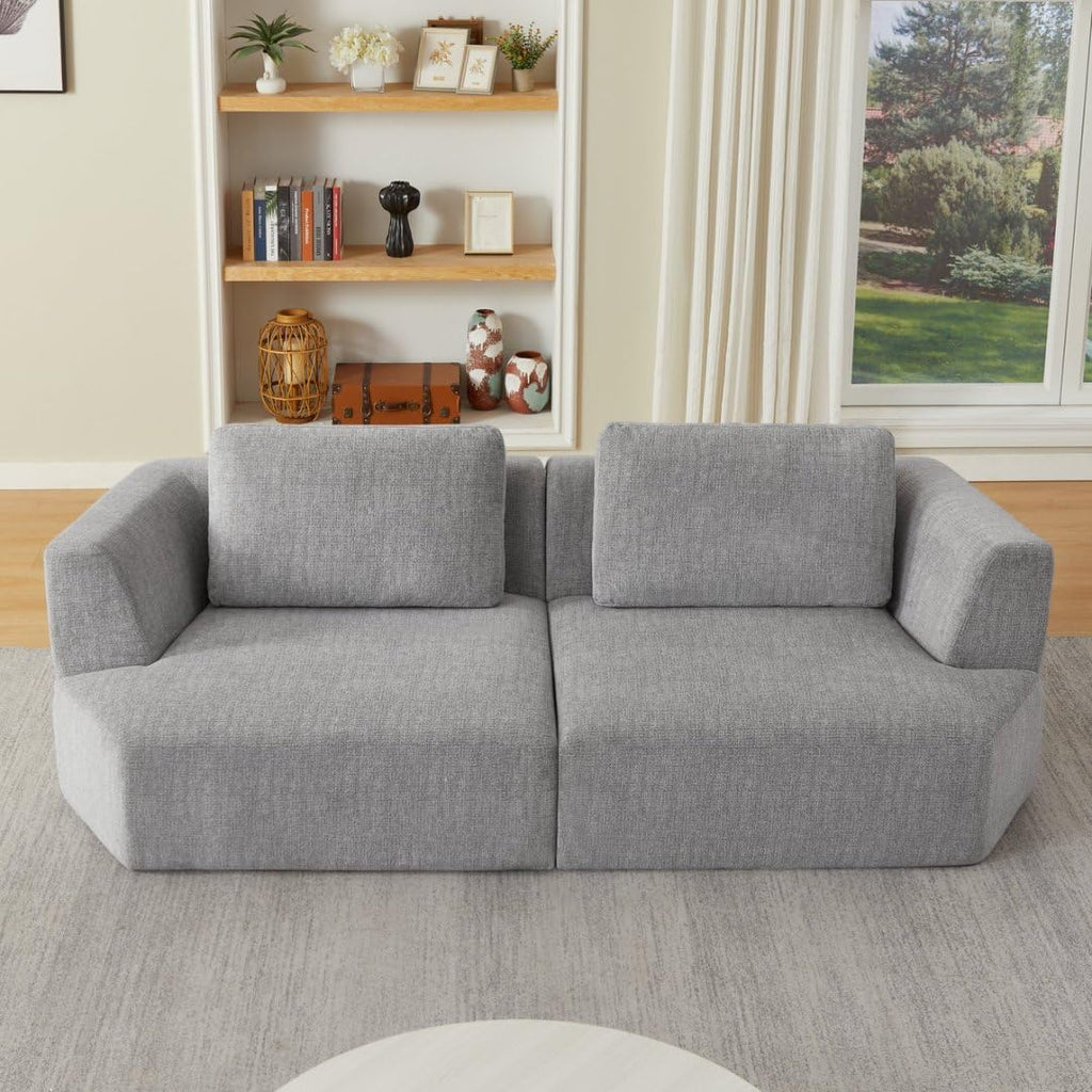 Sofa in a Box Oversized 3 Seater Memory Foam Boneless Couch w/Curved Arms,Plush Chenille Upholstered Cloud Modular Loveseat,No Assembly Needed Compression Sofa