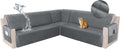 HDCAXKJ Waterproof Corner Sectional Couch Cover Velvet L Shape Sofa Covers for Pets Dogs Soft Heavy Duty U Shaped Sofa Slipcovers Sets for Sectional Non Slip Furniture Protector (Dark Gray, XX-Large)