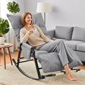 Outdoor Rocking Chair - Foldable Ottoman Glider Chair - 5-Way Adjustable Recliner Chair - Removable Waterproof Cushion ，for Porch,Patio,Garden, BalconyGrey,145 * 60 * 50cm