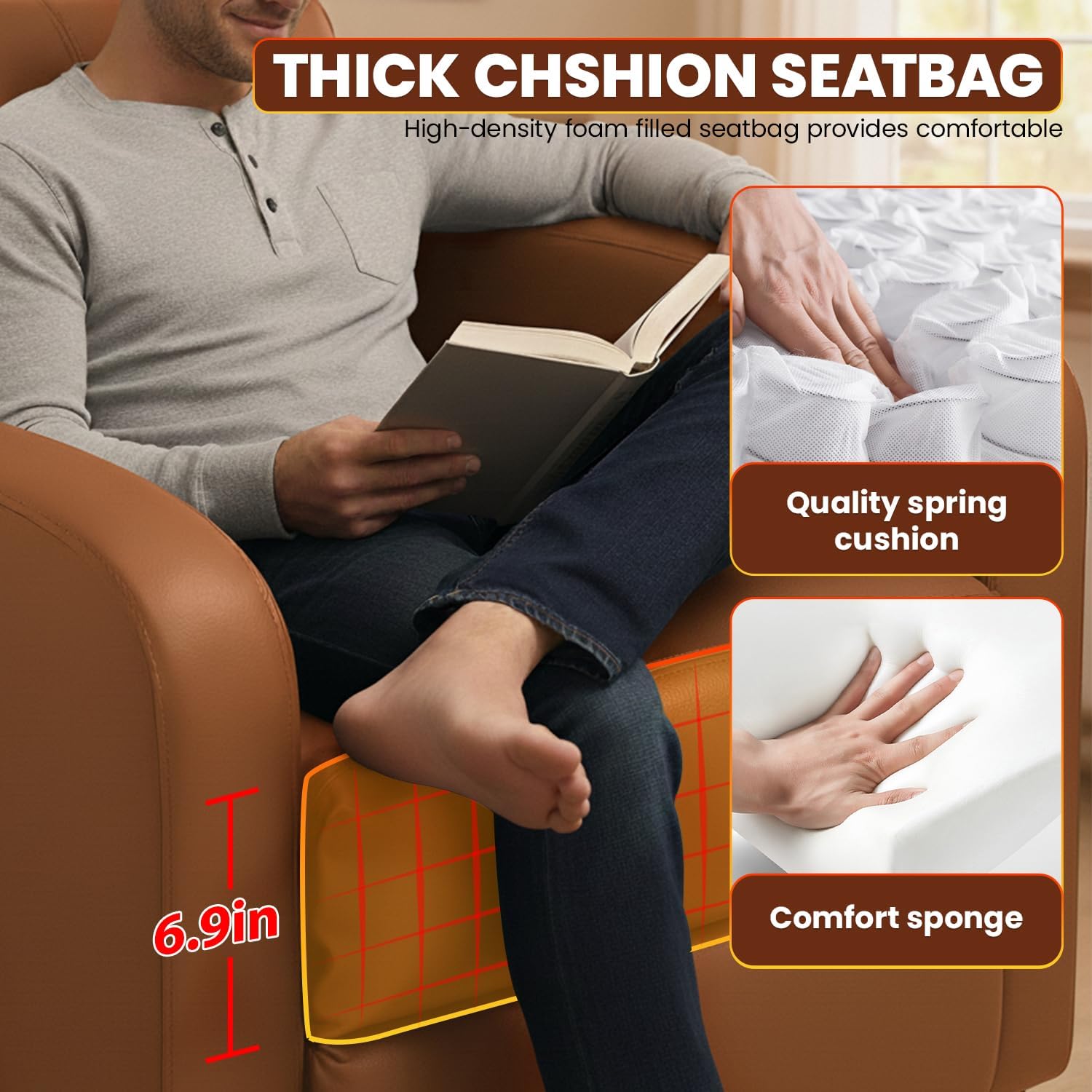 Recliner Chair for Living Room Home Theater Seating Single Reclining Sofa Lounge with Padded Seat Backrest