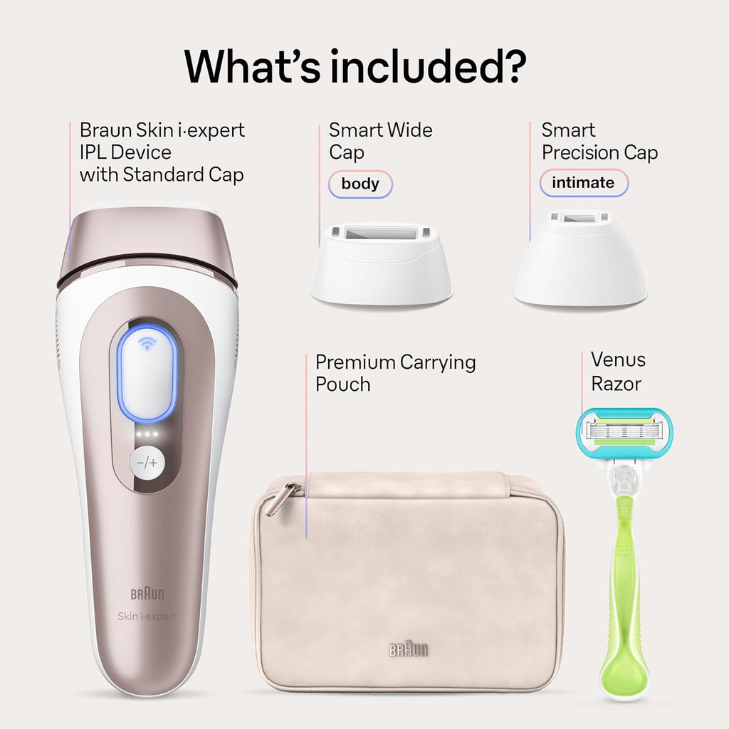 Braun Smart IPL, Skin i·Expert Pro 7, VOGUE's Best Hair Removal Device, IPL Hair Removal for Women and Men, Permanent Laser Hair Reduction At-Home, World's 1st Smart App, 3 Heads, IPL7243