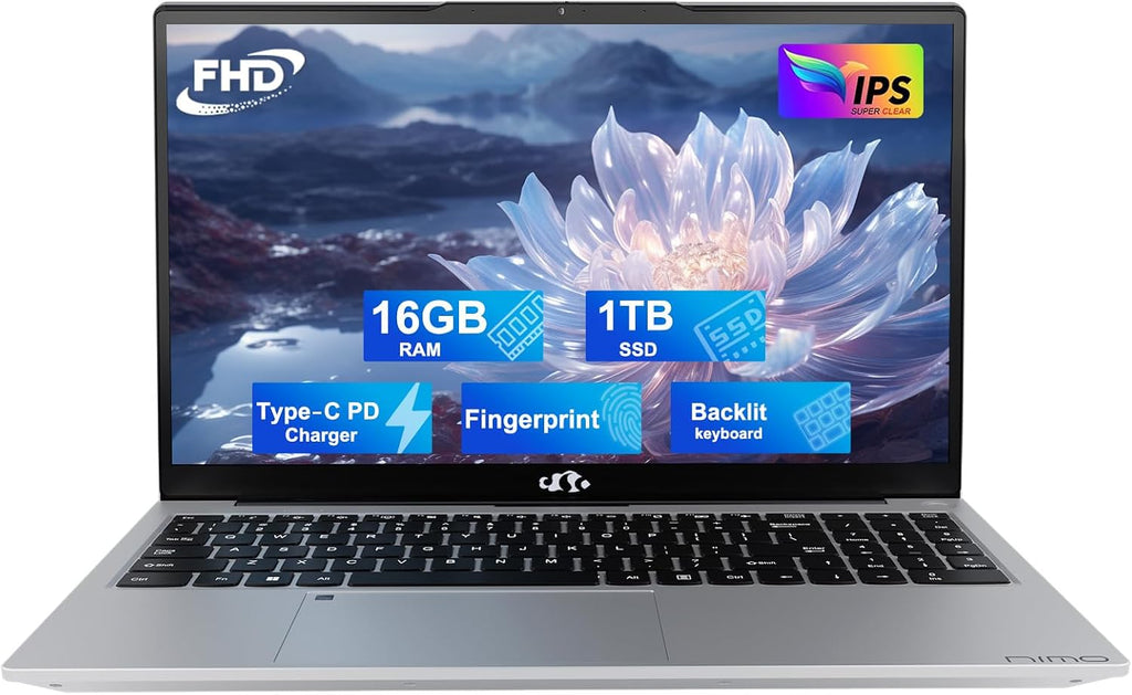 15.6 IPS FHD Student Laptop, 16GB RAM 1TB SSD, Intel Pentium Quad-Core N100 (Beat to i3-1115G4, Up to 3.4GHz), Backlit Keyboard, Fingerprint, 65W Type C, WiFi 6, BT5.2, USB3.0, Win 11