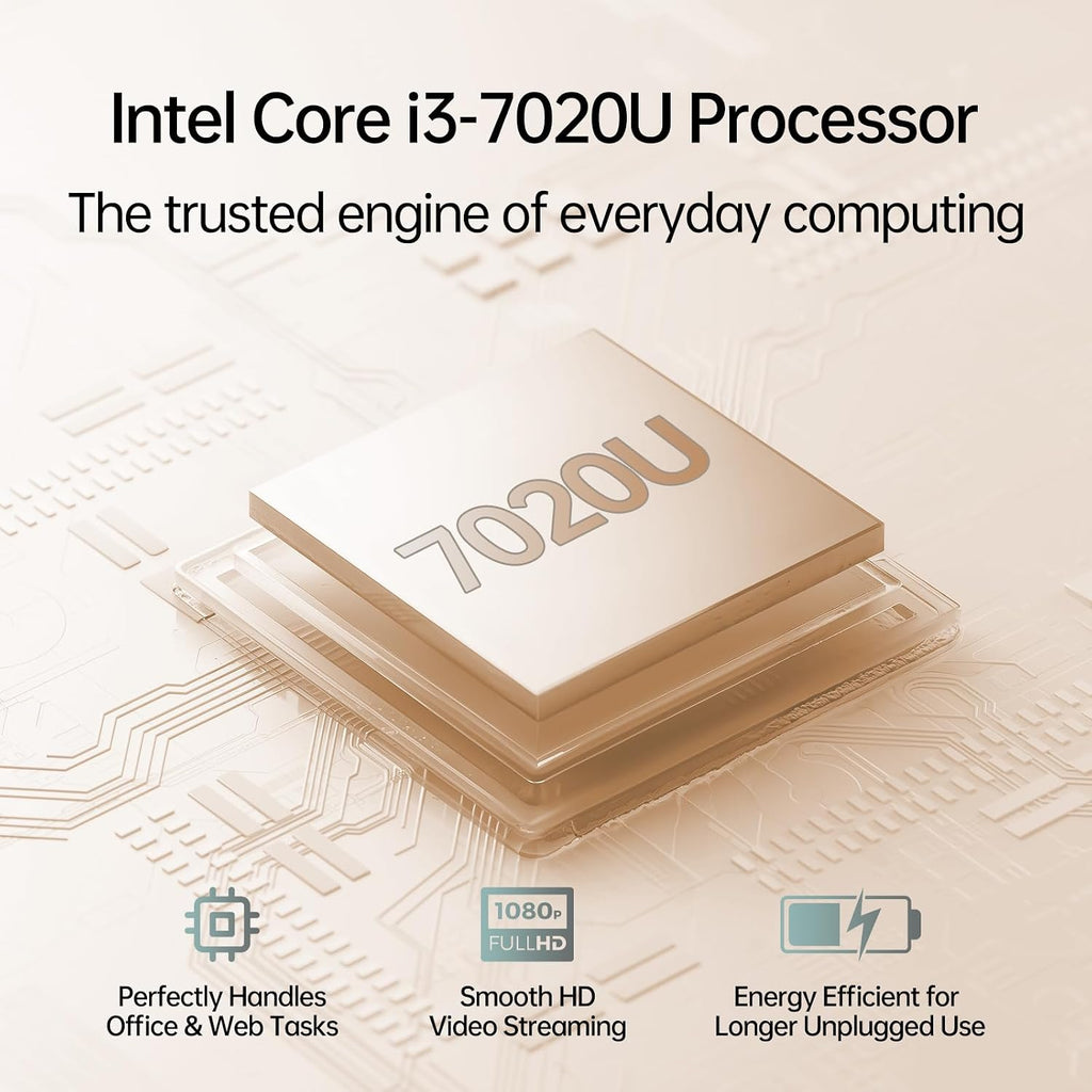 2026 New 15.6'' Laptop Windows 11 Pro, Intel Core i3-7020U, 8GB RAM, 256GB SSD, 1080p FHD Display, Backlit Kerboard, Fingerprint, Office 365, WiFi5, BT5, Webcam, Mini-HDMI, USB3.2, TF Card Slot