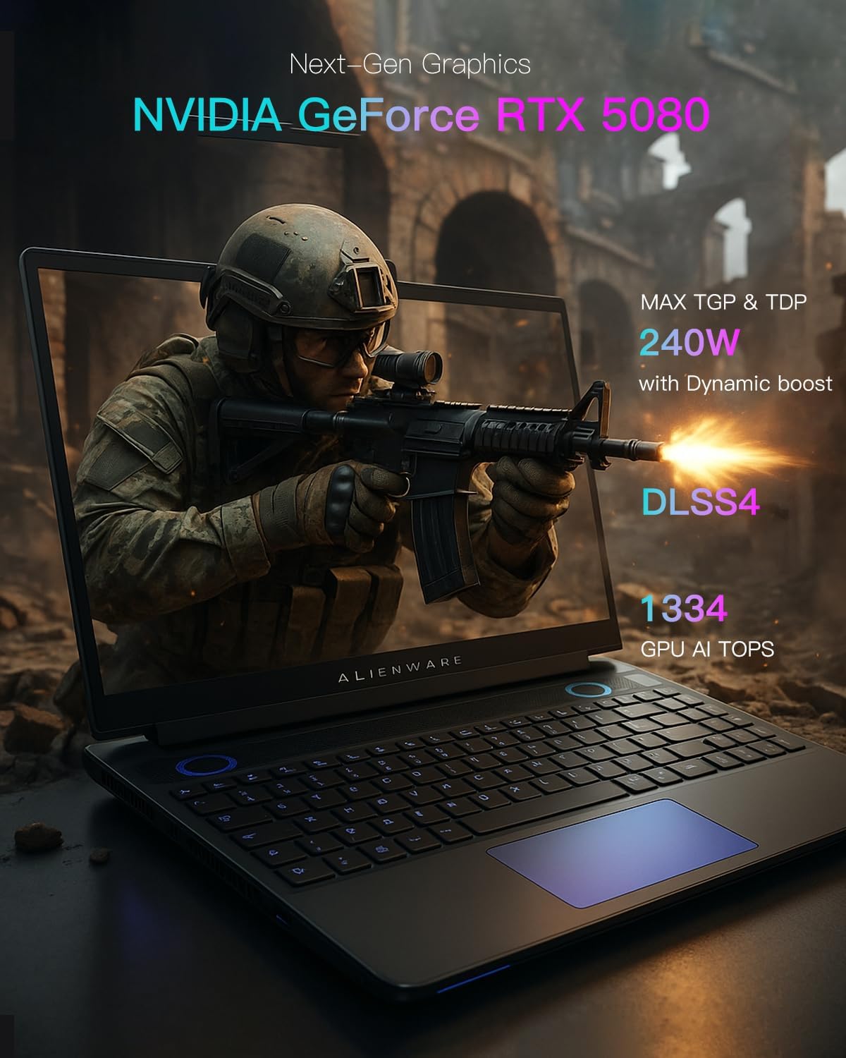 Alienware 16 Area 51 Gaming Laptop, NVIDIA RTX 5080 16GB GDDR7, Intel Ultra 9 275HX Up to 5.4GHz, 16' QHD+ 240Hz, Win11 Pro, Backlit KB, External DVD Drive, WiFi 7, 32GB DDR5, 1TB SSD