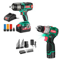 HYCHIKA 18 V Max Cordless Impact Wrench with 1/2 Impact Drivers,True Brushless 16.8V Cordless Compact PowerDrill,2-Tool Power Tool Set Combo Kit