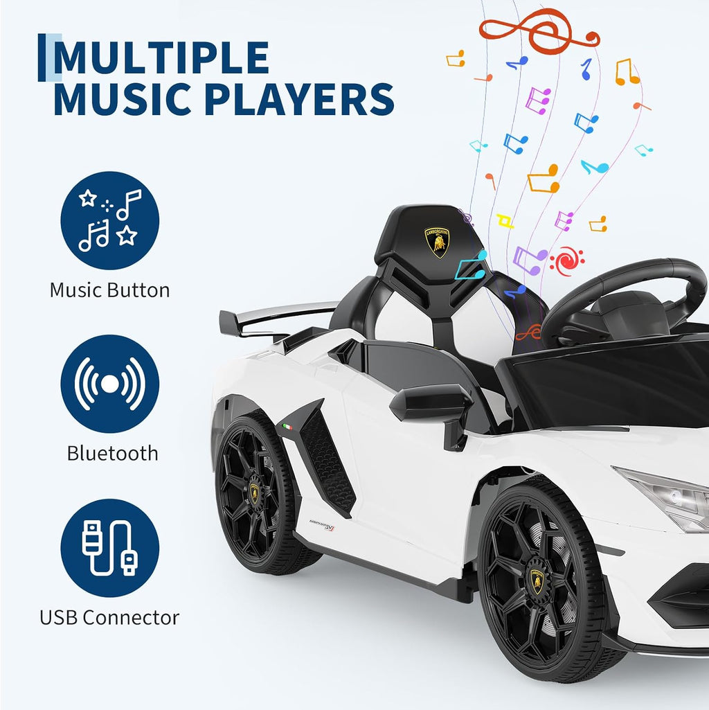Garvee 12V Kids Electric Car with Remote Control, LED Lights & Sound System - Licensed Lamborghini Battery Powered Ride-On Toy for Boys & Girls