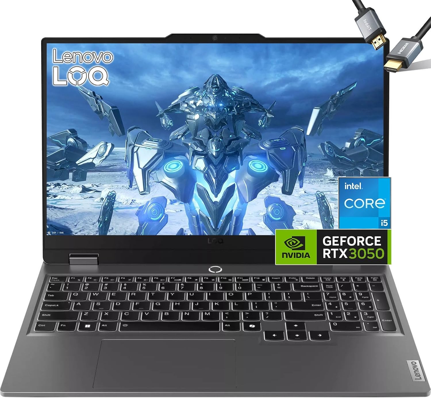 Lenovo LOQ Gaming Laptop RTX 3050 - Intel Core i5-12450HX Beat AMD Ryzen 5 7235HS - 15.6' FHD IPS Display 144Hz -32GB RAM - 2B PCIe SSD - Backlit Keyboard -Windows 11 -G-SYNC -HDMI Cable