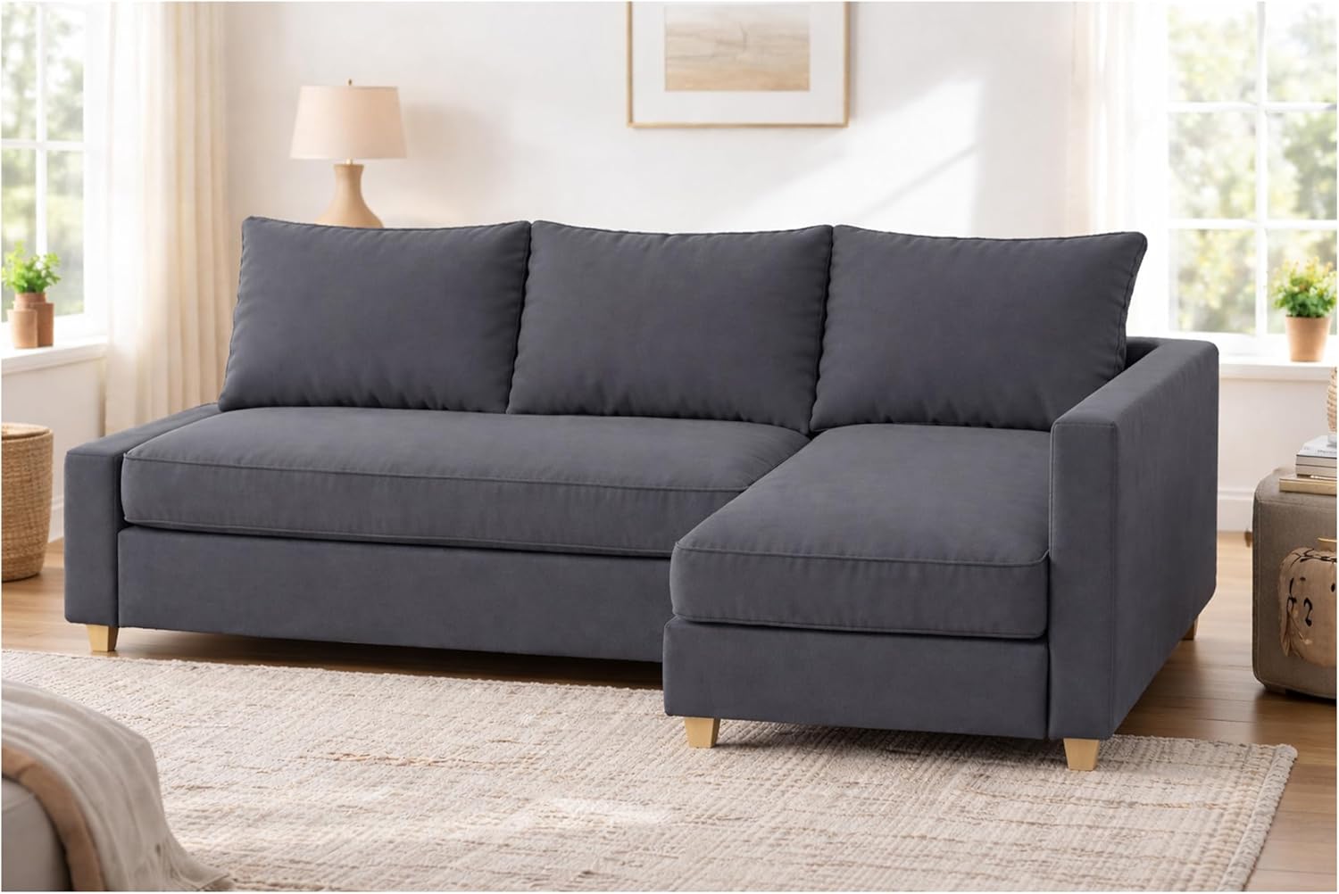 Durable Polyester Flax Friheten Sleeper Sofa Cover Replacement is Compatible with IKEA Friheten Sofa Bed, Or Corner, Or Sectional Slipcover. Sofa Cover Only (Dark Gray Left Chaise)