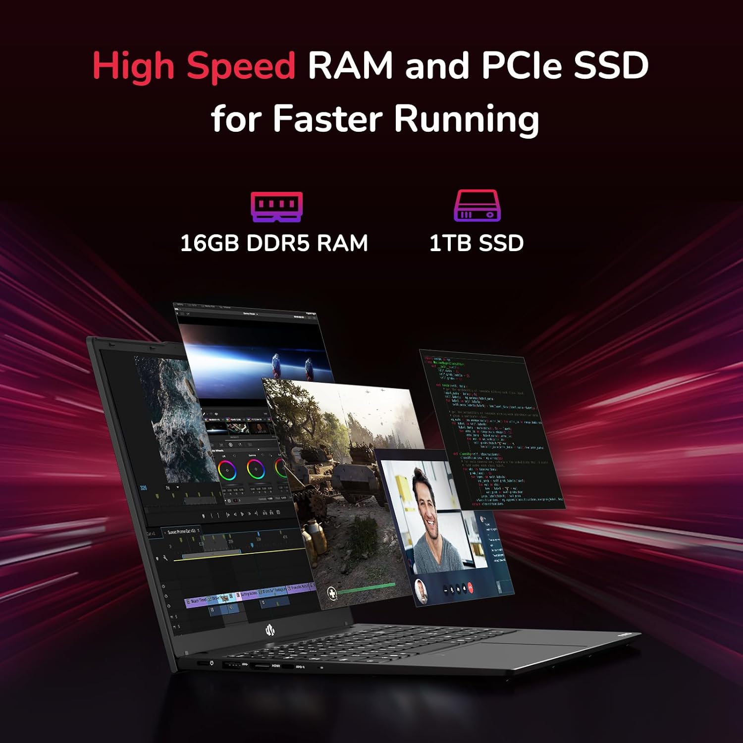 NIMO 15.6' IPS FHD-Gaming-Laptop, AMD Ryzen 5 6600H 6 Cores 16GB DDR5 RAM 1TB SSD (Beat i7-1165G7, Up to 4.5GHz) Radeon 660M GPU-Computer with Backlit Keyboard 100W Type-C Fingerprint Win 11