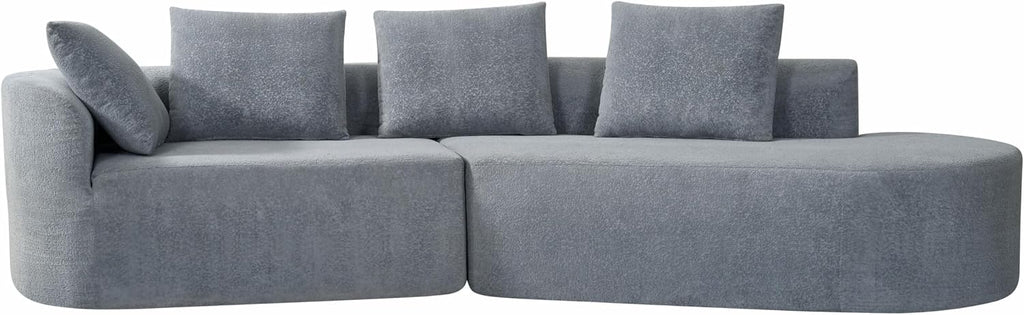 Christopher Knight Home Randa Upholstered 5-Seater Sofa for Living Room, Modern Fabric Oversized Chair Cloud Couch, Fully Assembled Long Sofa Chaise Lounge, Light Gray