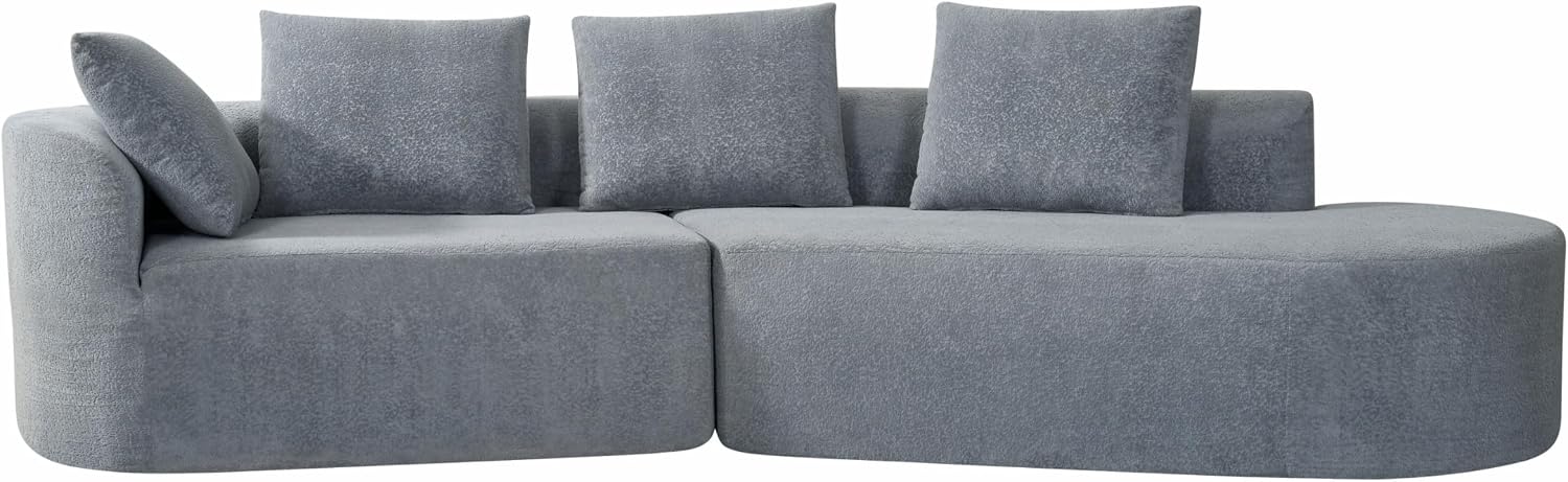 Christopher Knight Home Randa Upholstered 5-Seater Sofa for Living Room, Modern Fabric Oversized Chair Cloud Couch, Fully Assembled Long Sofa Chaise Lounge, Light Gray