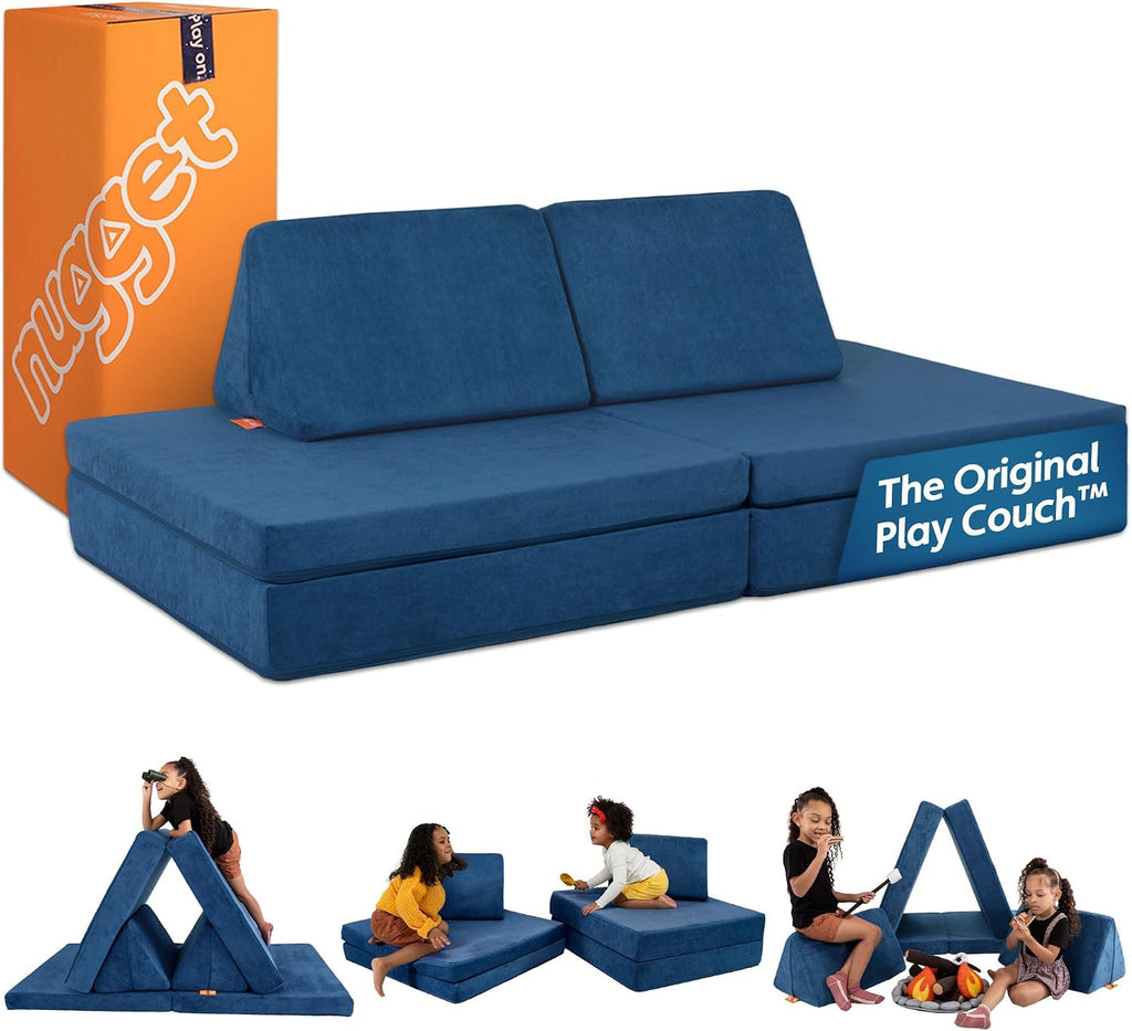 Nugget - The Original Play Couch for Kids - Modular Foam Children's Sofa for Playroom, Imagination, & Creative Open Ended Play - Washable & Convertible Playroom Furniture, Blueridge