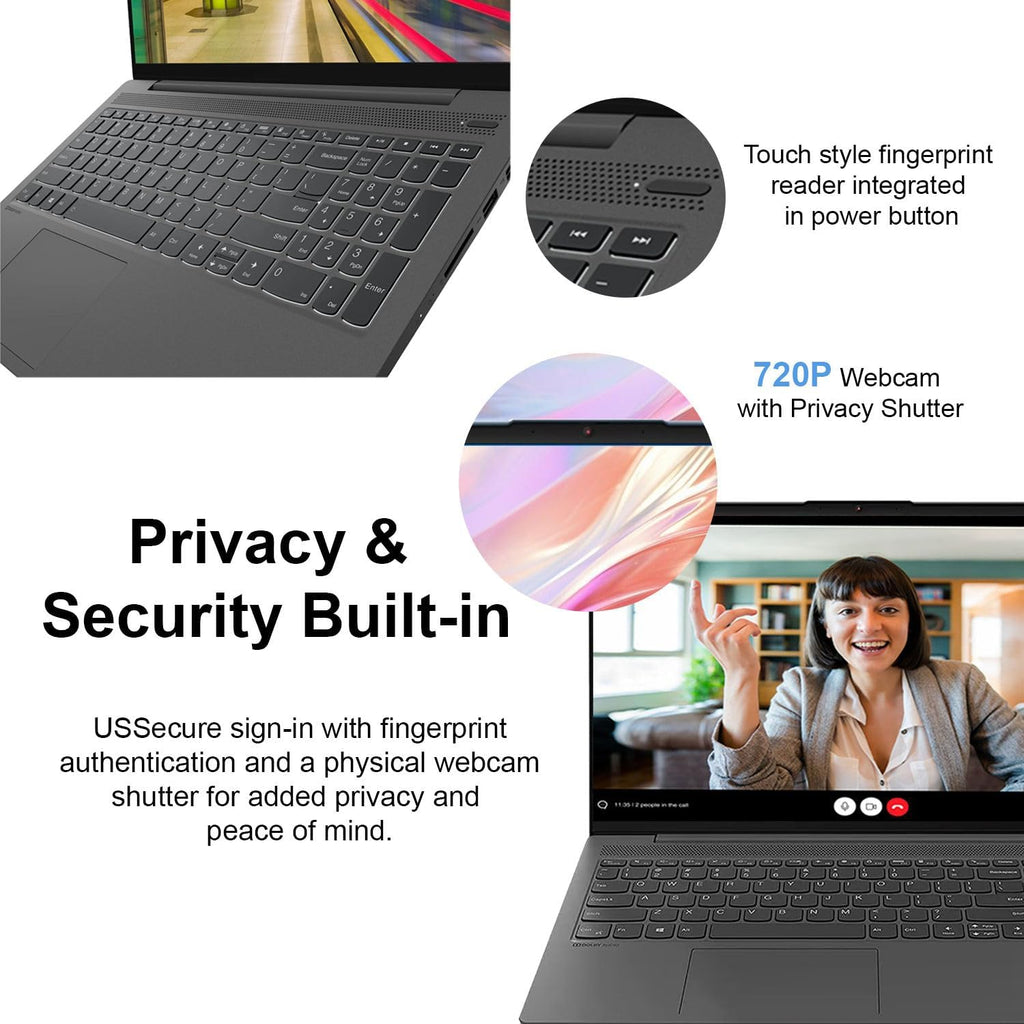 Lenovo Ideapad 5 15.6' FHD Touchscreen Laptop | Intel Core i5 Processor | Windows 11 | 8GB RAM | 256GB PCIe SSD | Full-Size Backlit Keyboard | Fingerprint Reader & Privacy Shutter | Dolby Audio