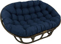 Blazing Needles Solid Outdoor Spun Polyester Double Papasan Cushion, 65' x 48', Azul