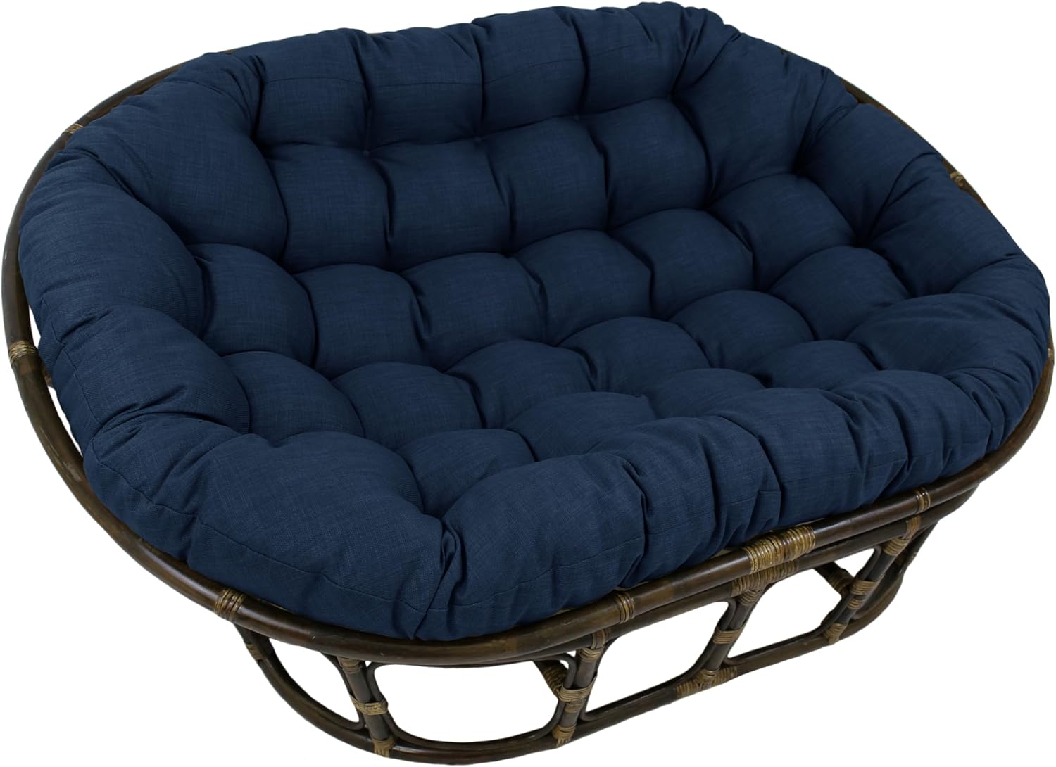 Blazing Needles Solid Outdoor Spun Polyester Double Papasan Cushion, 65' x 48', Azul