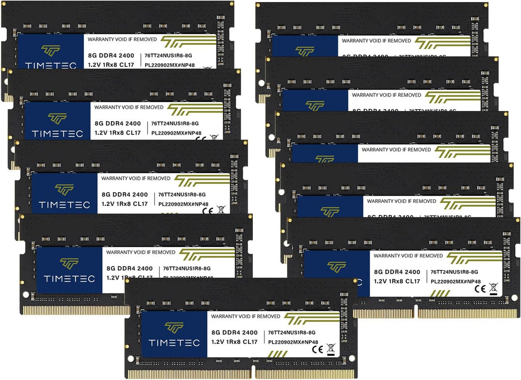 Timetec 80GB KIT (10x8GB) DDR4 2400MHz (PC4-2400T) PC4-19200 SODIMM Laptop RAM – 260-Pin 1.2V CL17 Non-ECC Unbuffered Memory Module for Laptop, Notebook, Mini PC, All-in-One