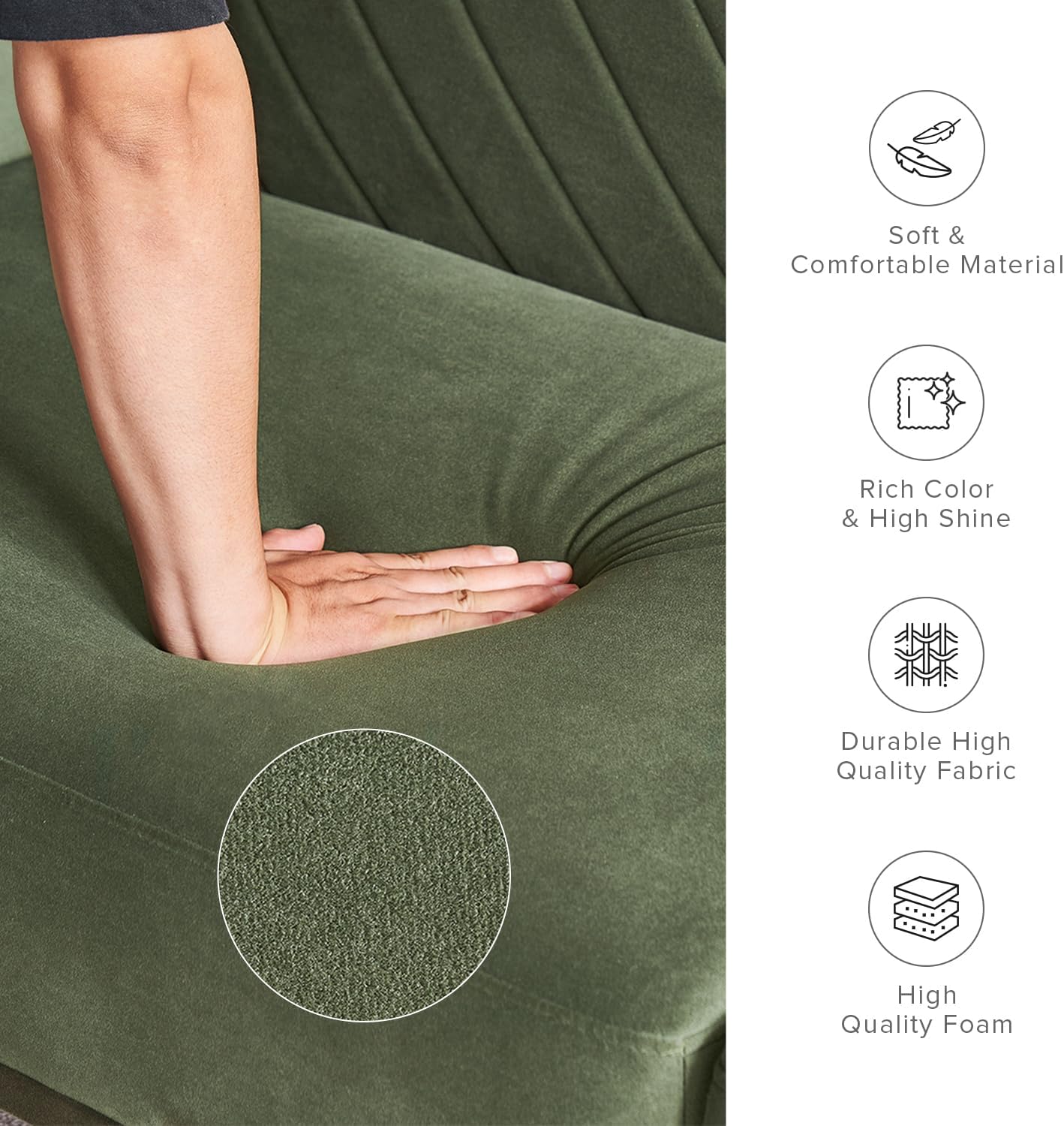 mopio 76.4' Futon Sofa Bed, Couch, Loveseat, Sleeper Sofa, Mid Century Modern Futon Couch, Sofa Cama, Couches for Living Room (Olive Green Premium Velvet)