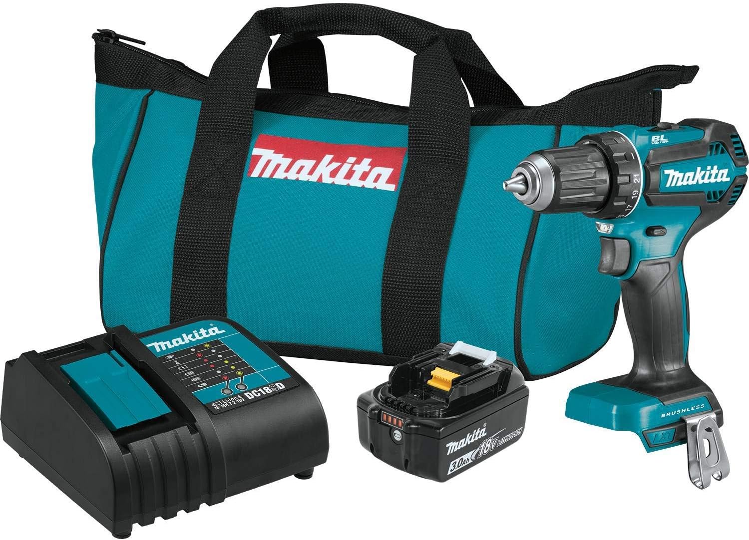 Makita XFD131-R 18V LXT Brushless Lithium-Ion 1/2 in. Cordless Drill/Driver Kit (3 Ah) (Renewed)