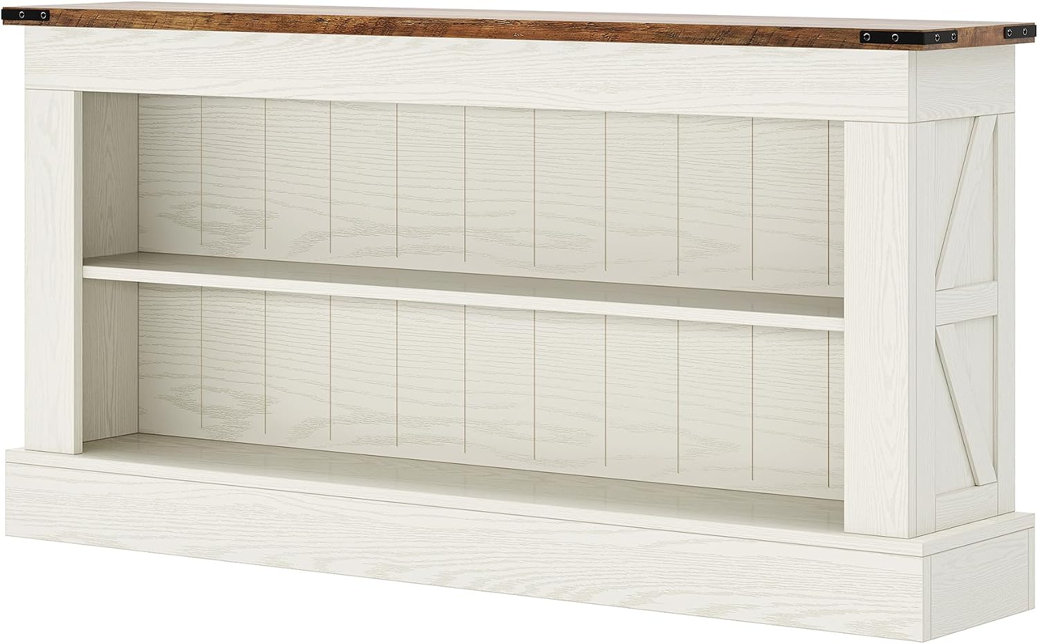 Tribesigns 63-Inch Long Console Table for Entryway, Narrow Long Entry Table with Shelves for Living Room, Farmhouse Sofa Console Behind Couch, for Foyer, Hallway, White and Brown