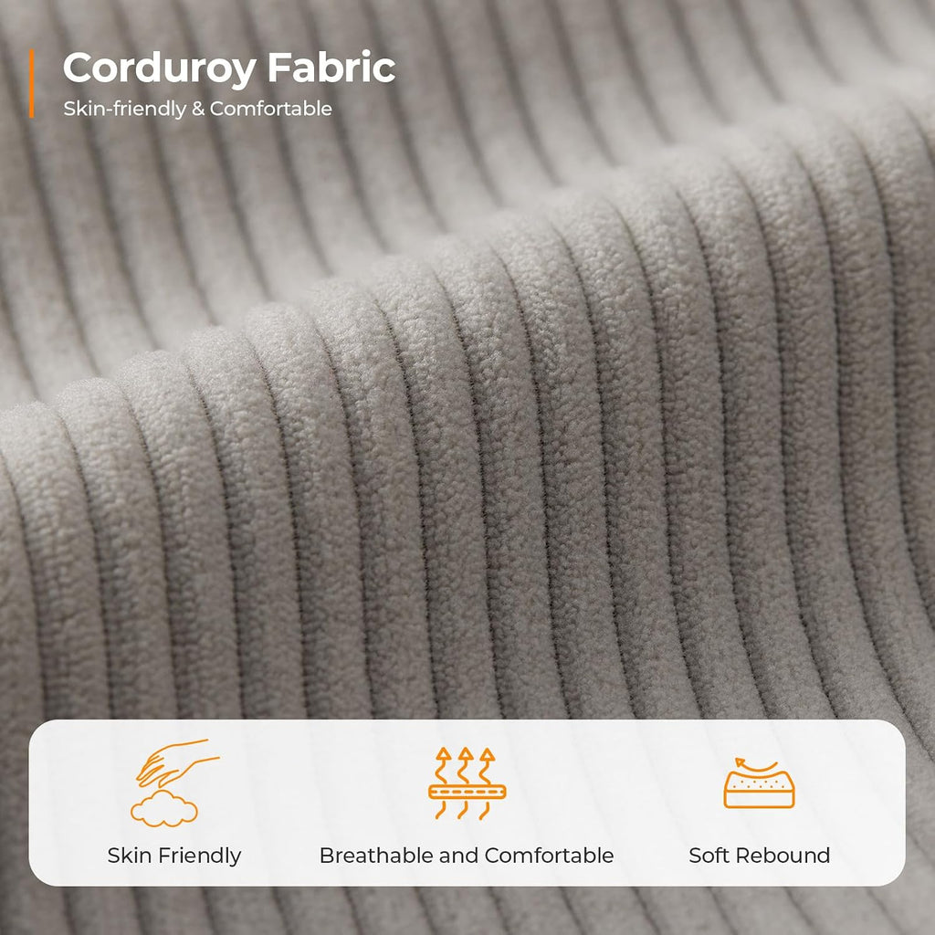 COPIAE 89 Inch Sofa with Extra Deep Seats Oversize, 3 Seater Sofa for Living Room, Modern Couch and Sofa, Comfy Armrests and Seats and Backrests, Easy Installation, Corduroy Fabric Light Grey