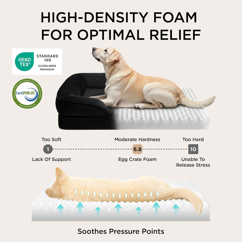 Bedsure XL Plus Orthopedic Dog Bed for Extra Large Dogs - Washable XLarge Dog Cat Bed Waterproof, Comfort Dogs Couch Sofa with Washable Removable Cover, Pet Bed with Nonskid Bottom, Black, 48'