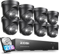 ZOSI 4K PoE Security Camera System with Person Vehicle Detection,8 Ports 16CH 8MP NVR with 2TB HDD,8pcs 4K Outdoor Indoor PoE IP Cameras,Night Vision,Spotlight Siren,2 Way Audio,for 24/7 Recording
