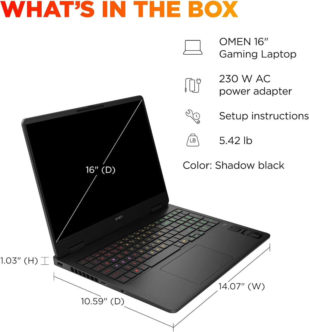 HP OMEN 16 Slim Gaming Laptop (AMD Ryzen 9 8940HX, 64GB DDR5, 2TB SSD, NVIDIA RTX 5060 8GB, 16-core (>Ultra 7-155H)), FHD+ 144Hz Display, 4-Zone RGB Backlit, IR Webcam, Wi-Fi, IST Dock, Win 11 Home