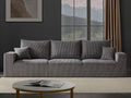 Gericco 113' Modular Sectional Couch, Cloud Boneless Sofa with Deep Seats, Upholstered Corduroy Sleeper Sofa Bed with 3-Seater for Living Room, No Assembly Required, Grey