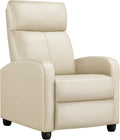 Yaheetech Recliner Chair PU Leather Recliner Sofa Home Theater Seating Adjustable Modern Single Reclining Chair Sofa with Pocket Spring Living Room Bedroom Beige
