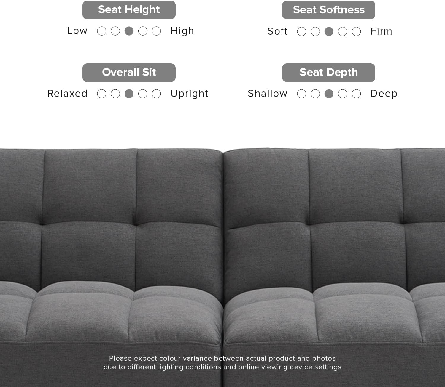 mopio Aaron 76.8' Couch, Small Futon Sofa Bed, Sleeper, Loveseat, Mid Century Modern Futon Couch, Sofa Cama, Couches for Living Room, Bedroom (Dark Grey Fabric)