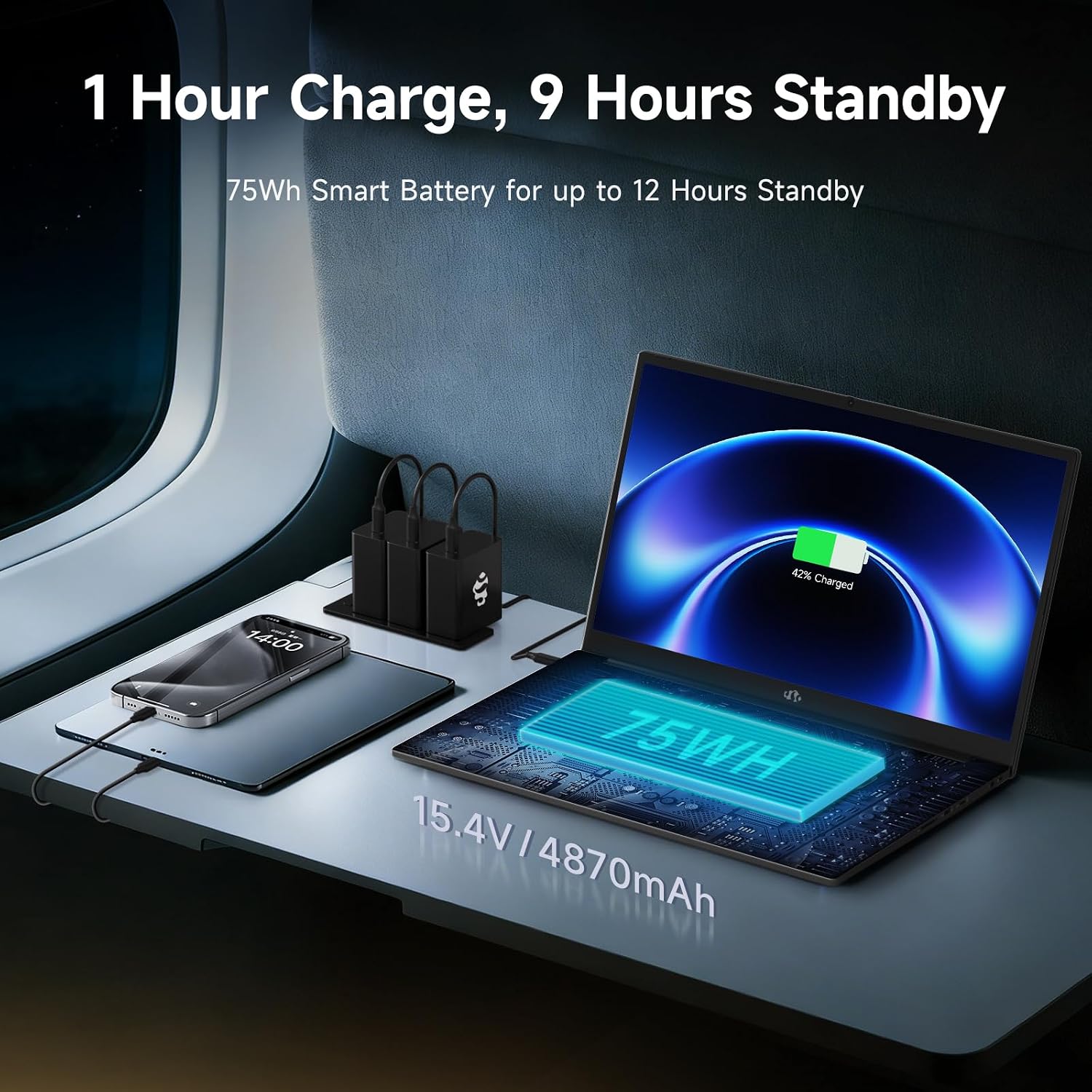 NIMO 17.3' Copilot+ AI Laptop, AMD Ryzen AI 9 HX 370 (Up to 5.1GHz), 16GB RAM 1TB SSD, Radeon 890M, 144Hz FHD Display, 100W Fast Charge, USB 4.0, Fingerprint, Backlit Keyboard, Gaming & Business
